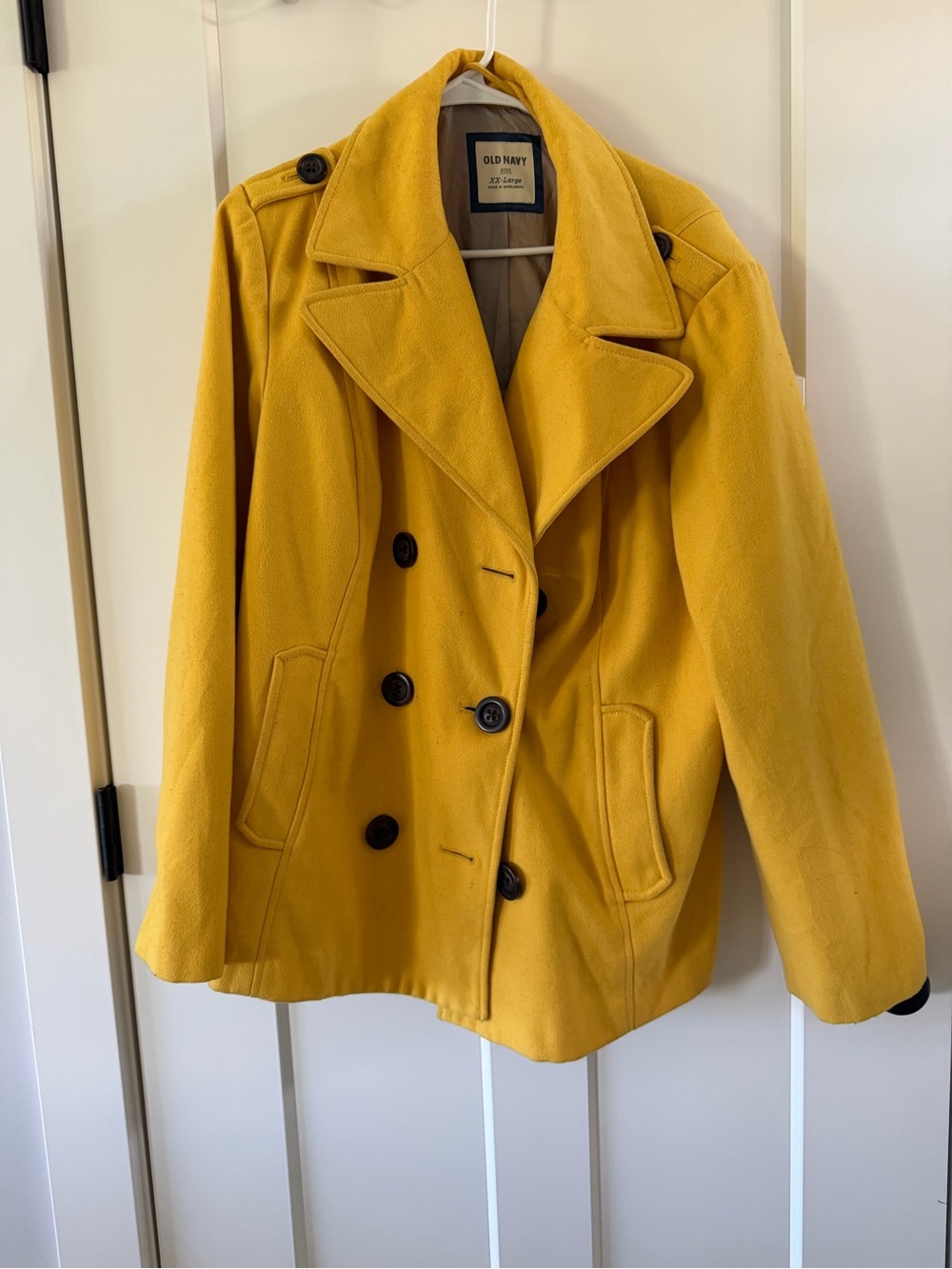 Old Navy Women's Yellow Double-Breasted Peacoat Size XXL